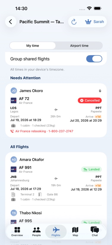 Flights screen